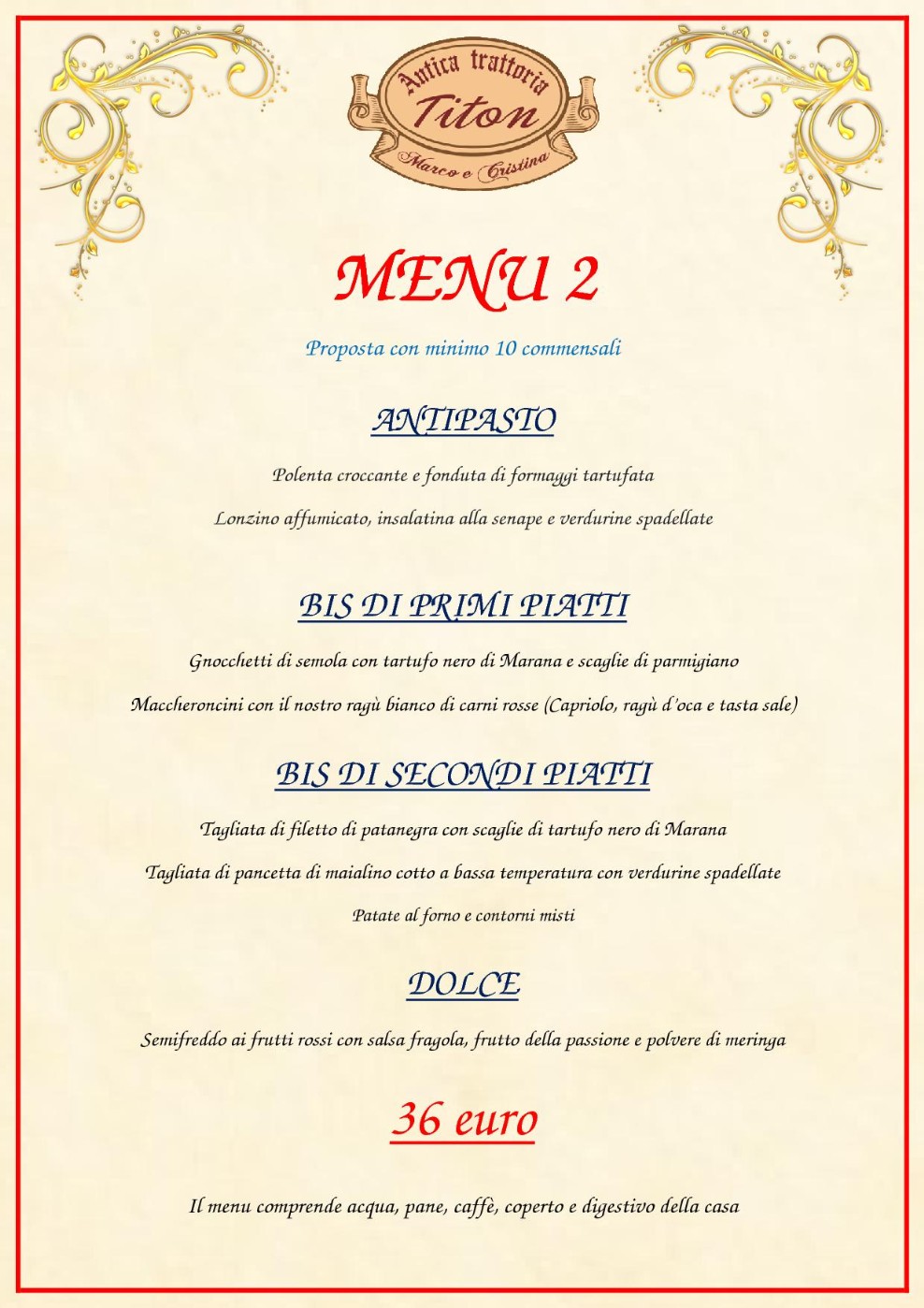 MENU 30 EURO