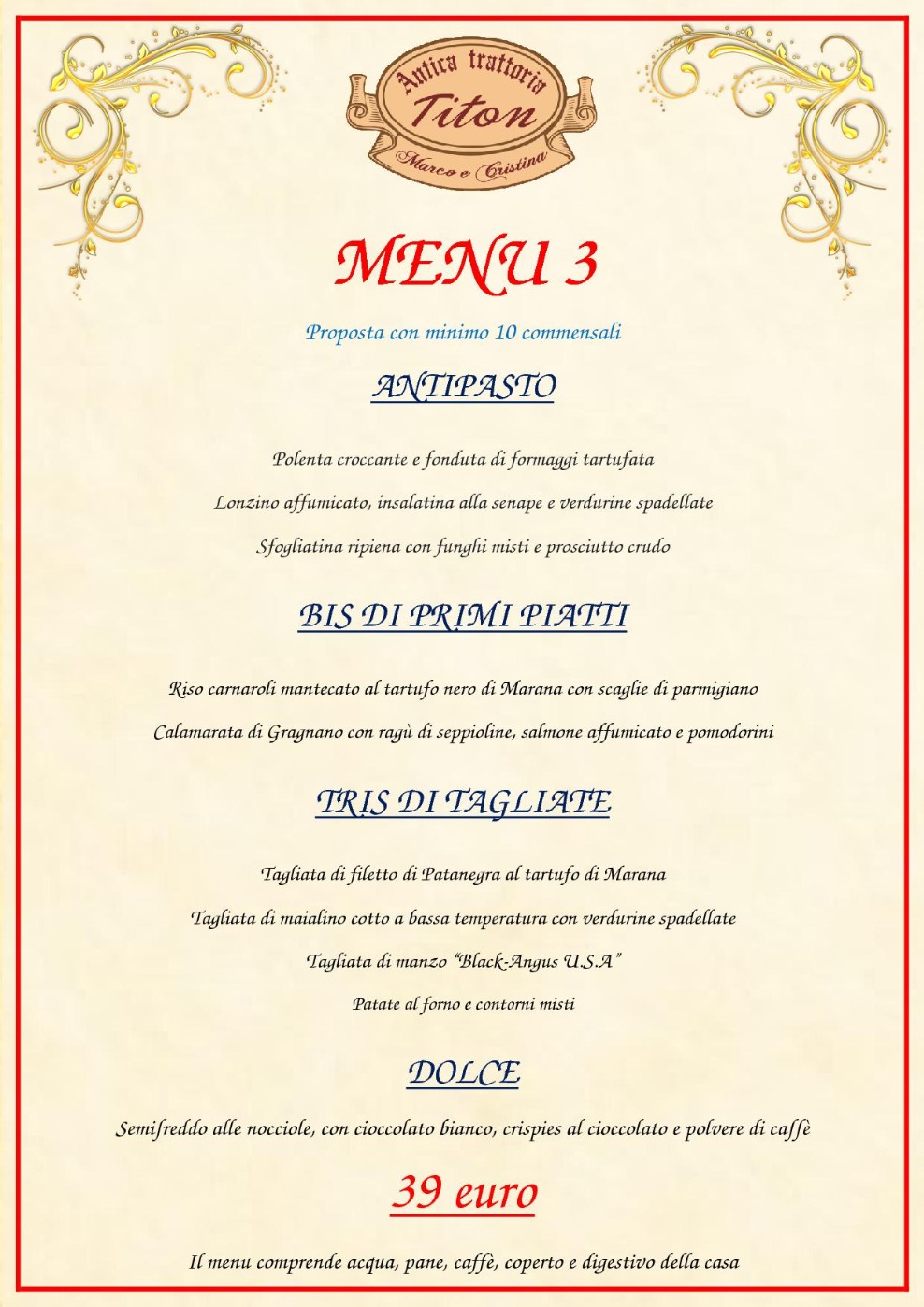 MENU 33 EURO