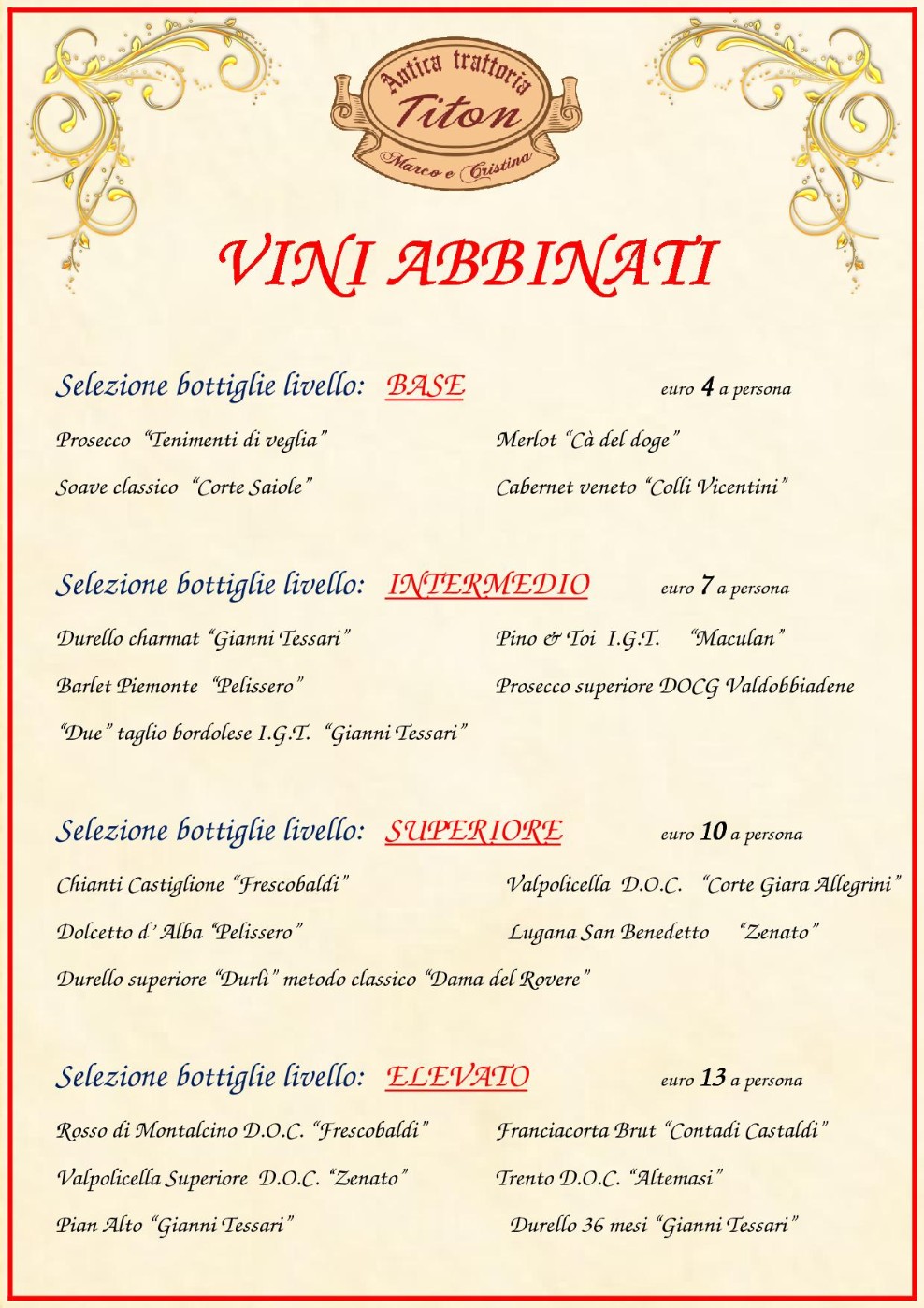 VINI IN ABBINAMENTO